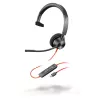 HP Poly Juodawire 3310 monofoninės ausinės su USB-C jungtimi + USB-C/A adapteris
