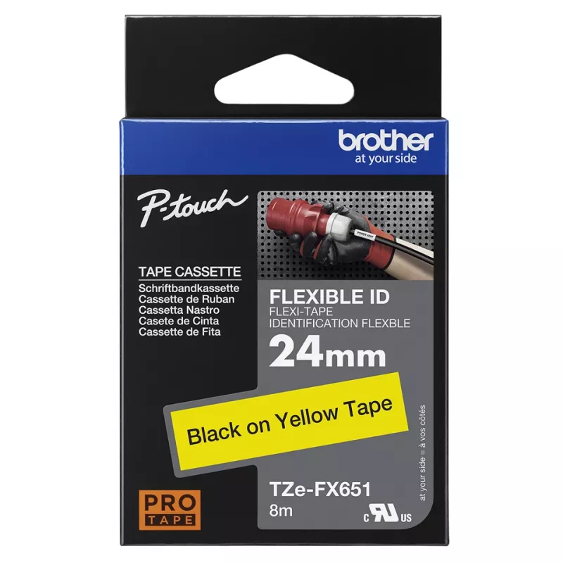 Brother TZE-FX651 etikečių juostelė Juoda ant geltonos TZ