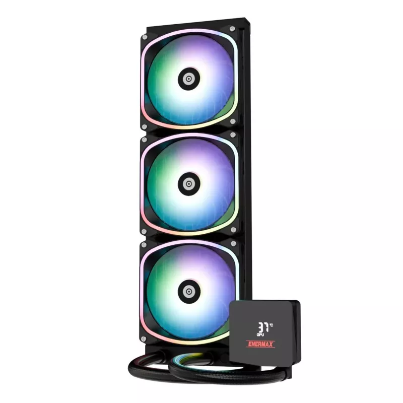 Viską viename skysčio aušintuvas ENERMAX Aquafusion II 360 mm, 120 mm ventiliatoriai, 380 W TDP, juodas