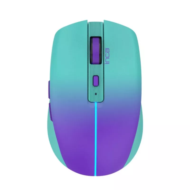 INCA belaidė pelė Iwm-511rm - RF belaidė + Bluetooth + USB Type-C - 1600dpi - 6 mygtukai - žalia violetinė