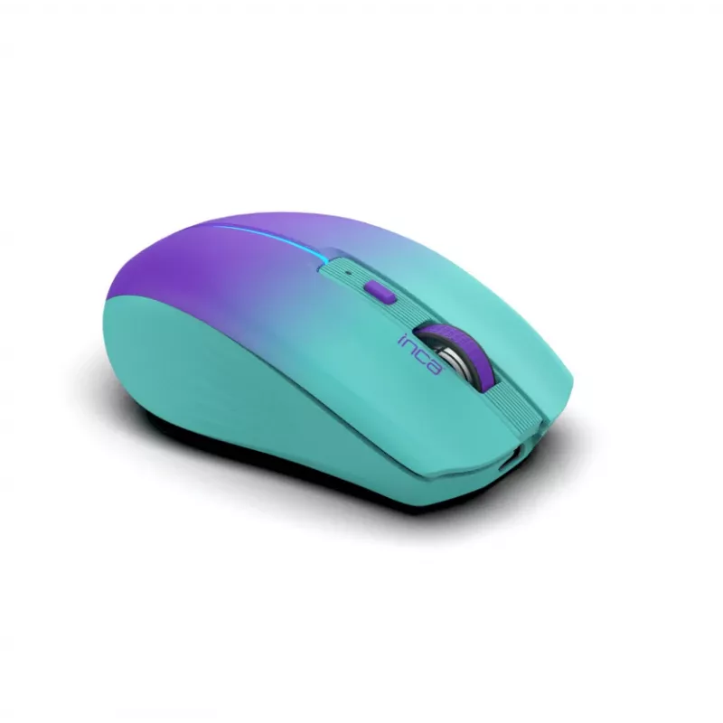 INCA belaidė pelė Iwm-511rm - RF belaidė + Bluetooth + USB Type-C - 1600dpi - 6 mygtukai - žalia violetinė