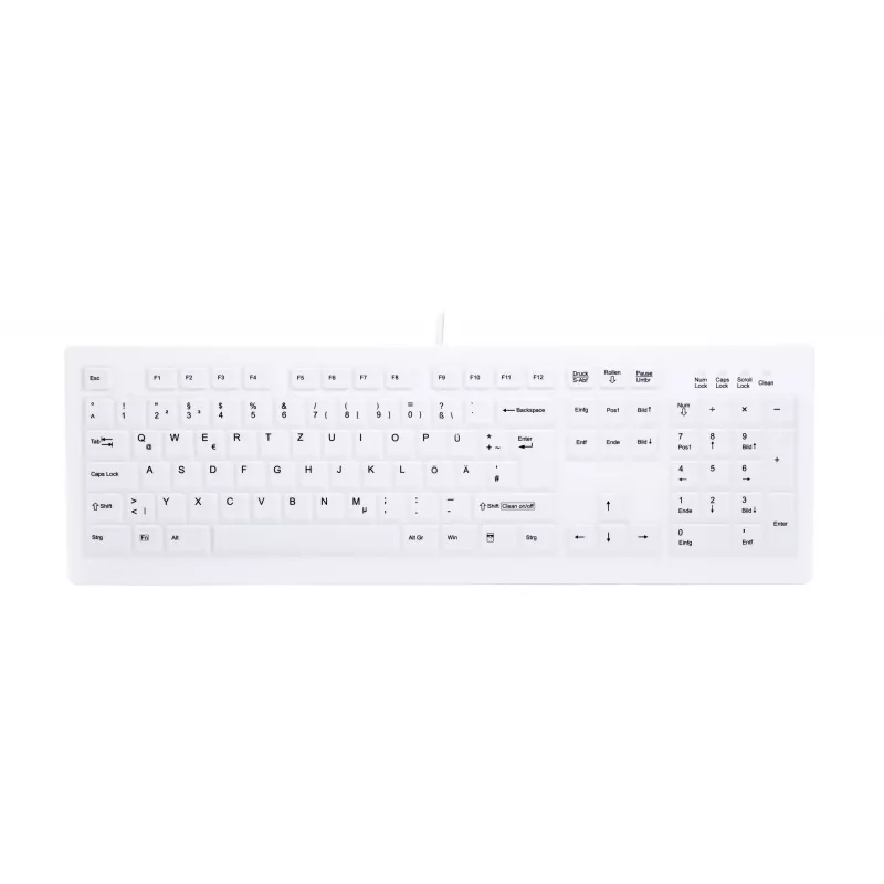 Contour Design Active Key Contour ClassicClean medicininė klaviatūra su nuimamu dangteliu, pilno dydžio, laidinė, balta, DE C8100