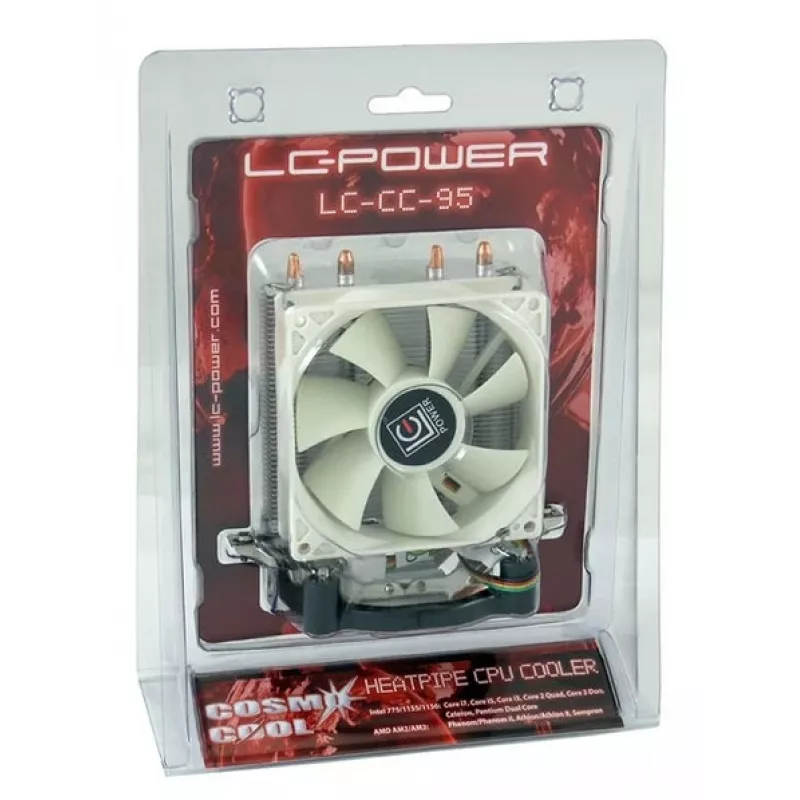 Aušintuvas LC-Power LC-CC-95 procesoriaus aušinimo sistema 9,2 cm sidabrinis baltas