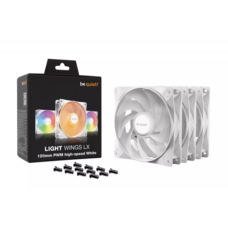 be quiet! LIGHT WINGS LX 120mm PWM High Speed 3 rinkinys Baltas kompiuterio korpuso ventiliatorius 12 cm 3 vnt.