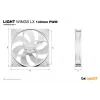 bequiet! LIGHT WINGS LX 140mm PWM 3 rinkinys Baltas — 140×25 mm ventiliatoriai, 1200 RPM, 95 m³/h, RGB šviesos diodai
