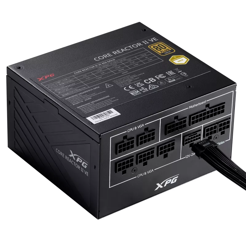 XPG COREREACTOR II VE 750W maitinimo blokas, 750 W, 100 - 240 V, 47 - 63 Hz, 10 A, 20 A, 62.5 A