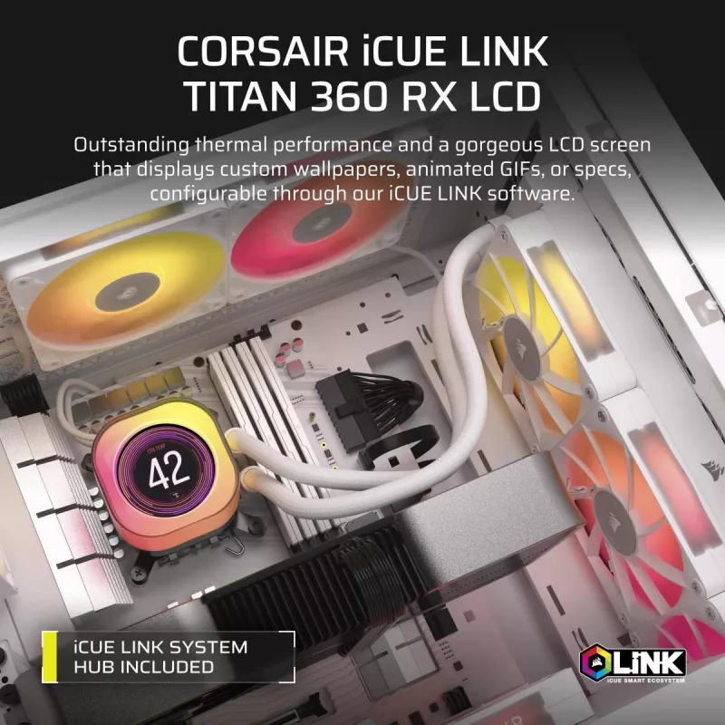 CORSAIR CPU aušintuvas - Icue Link Titan 360 Rx LCD skysčiu aušinamas aušintuvas