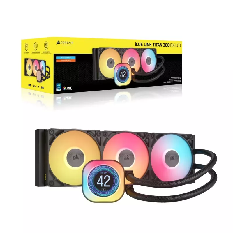 CORSAIR CPU aušintuvas - Icue Link Titan 360 Rx LCD skysčiu aušinamas aušintuvas