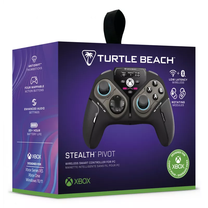 Turtle Beach Stealth Pivot belaidis išmanusis žaidimų valdiklis su besisukančiais moduliais, ekrano skydeliu, Holo efektų svirtimis, perprogramuojamais mygtukais, skirtas Windows PC, Xbox Series X ar S ir Xbox One