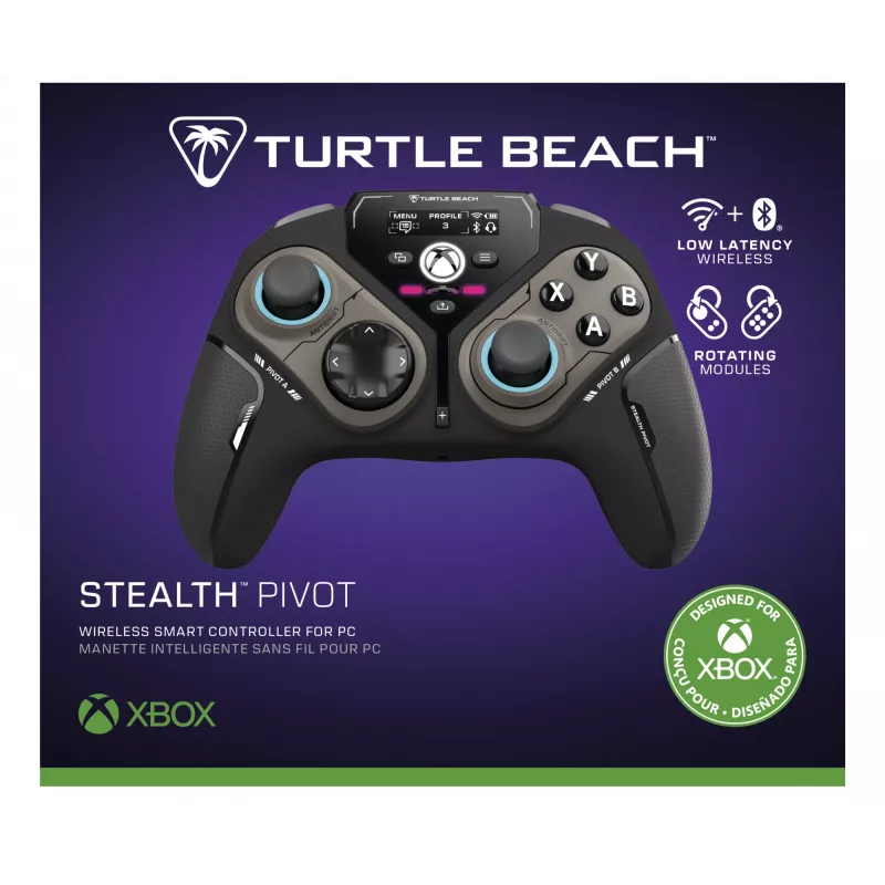 Turtle Beach Stealth Pivot belaidis išmanusis žaidimų valdiklis su besisukančiais moduliais, ekrano skydeliu, Holo efektų svirtimis, perprogramuojamais mygtukais, skirtas Windows PC, Xbox Series X ar S ir Xbox One