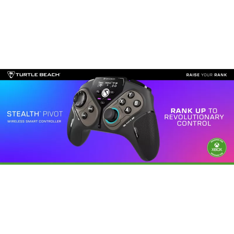 Turtle Beach Stealth Pivot belaidis išmanusis žaidimų valdiklis su besisukančiais moduliais, ekrano skydeliu, Holo efektų svirtimis, perprogramuojamais mygtukais, skirtas Windows PC, Xbox Series X ar S ir Xbox One