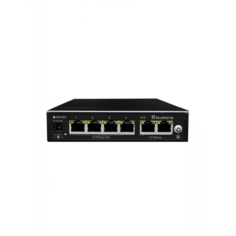 LevelOne FEP-0631 tinklo jungiklis Fast Ethernet (10/100) Power over Ethernet (PoE) juodas