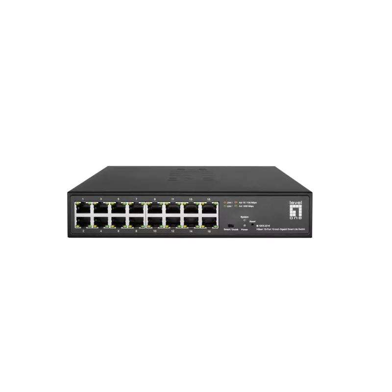 Valdomas jungiklis LevelOne Hilbert 10 inch 16 prievadų Gigabit Smart Lite Switch