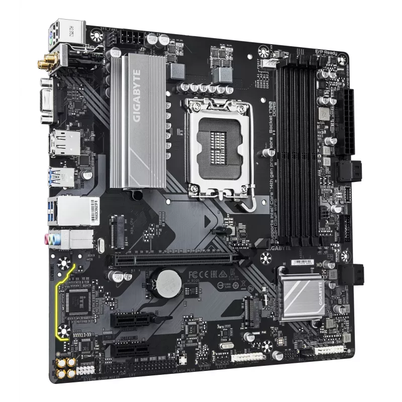 GIGABYTE B760M D3HP WIFI6 pagrindinė plokštė – palaiko Intel Core 14-os kartos procesorius, 4+1+1 fazių skaitmeninis VRM, iki 5600MHz DDR5, 2xPCIe 4.0 M.2, Wi-Fi 6, GbE LAN, USB 3.2 Gen1