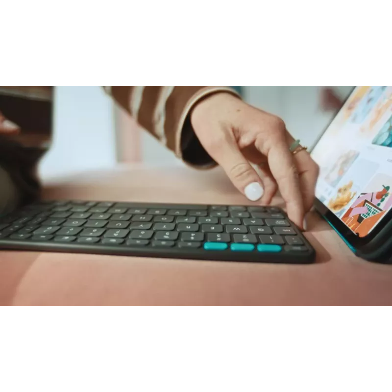 Klaviatūrinis dėklas Logitech Flip Folio QWERTZ Vokiečių iPad Pro/Air 11 colių, Bluetooth, Grafitas, baterija 90 mAh