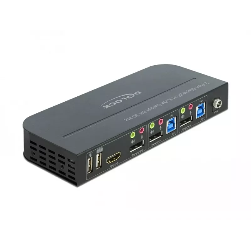 DELOCK DisplayPort 1.4 KVM jungiklis 8K 30Hz USB 3.0 + Garsas