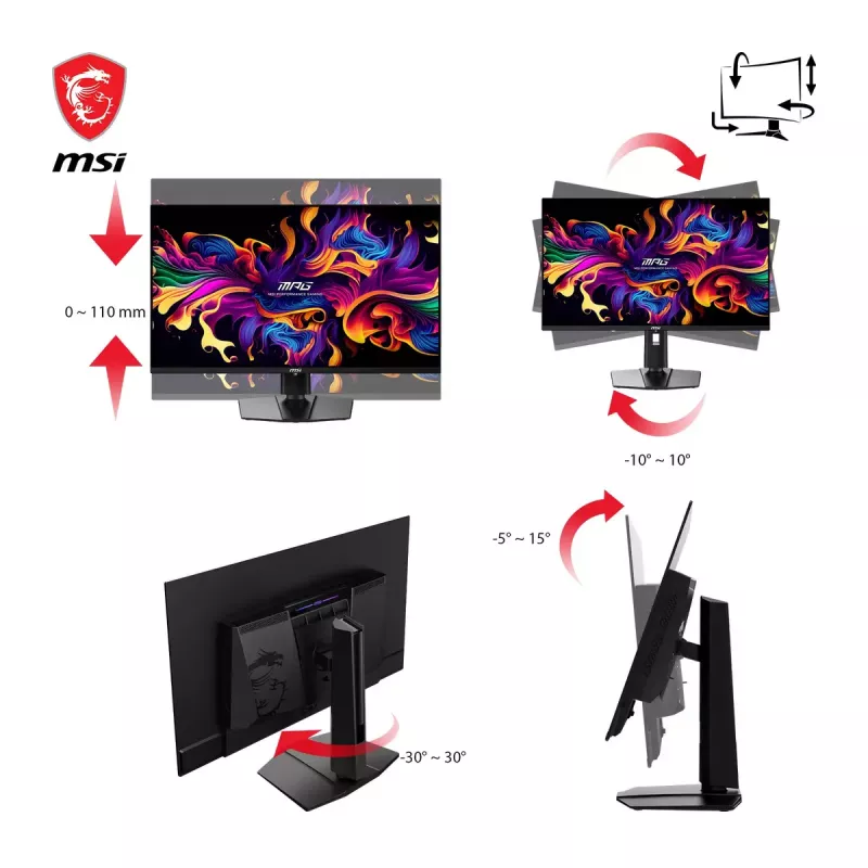 MSI MPG 321URXDE QD-OLED kompiuterio monitorius 80 cm (31,5 colio) 3840 x 2160 pikselių 4K Ultra HD juodas