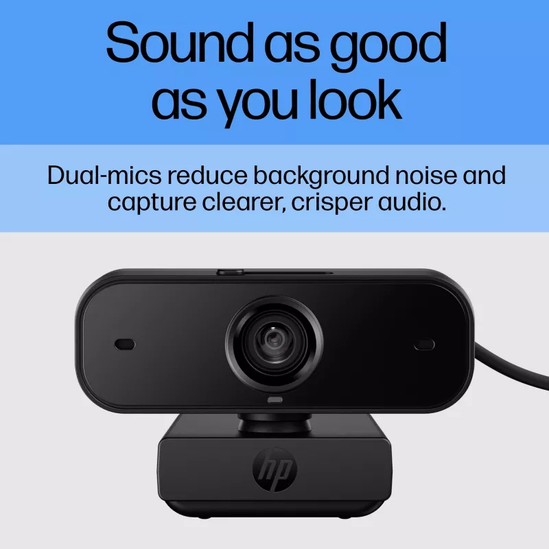 HP 435 FHD Webcam, 2 MP, 1920 x 1080 pikselių, Full HD, 30 kadrų per sekundę, UVC 1.1, automatinis