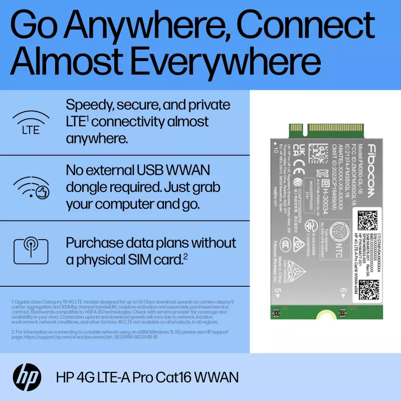 HP 4G LTE-A Pro Cat16 bevielio tinklo sąsajos plokštės / adapteris