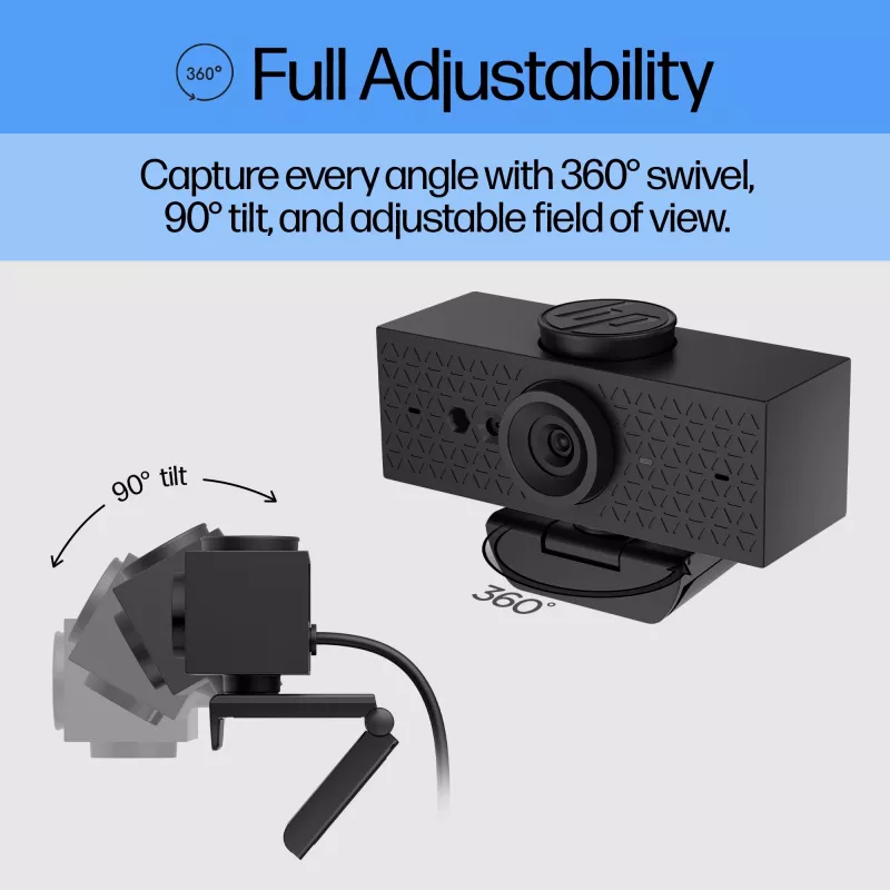 HP 620 FHD Webcam, 4 MP, 1920 x 1080 pikselių, Full HD, 60 kadrų per sekundę, 720p, 1080p, 5x