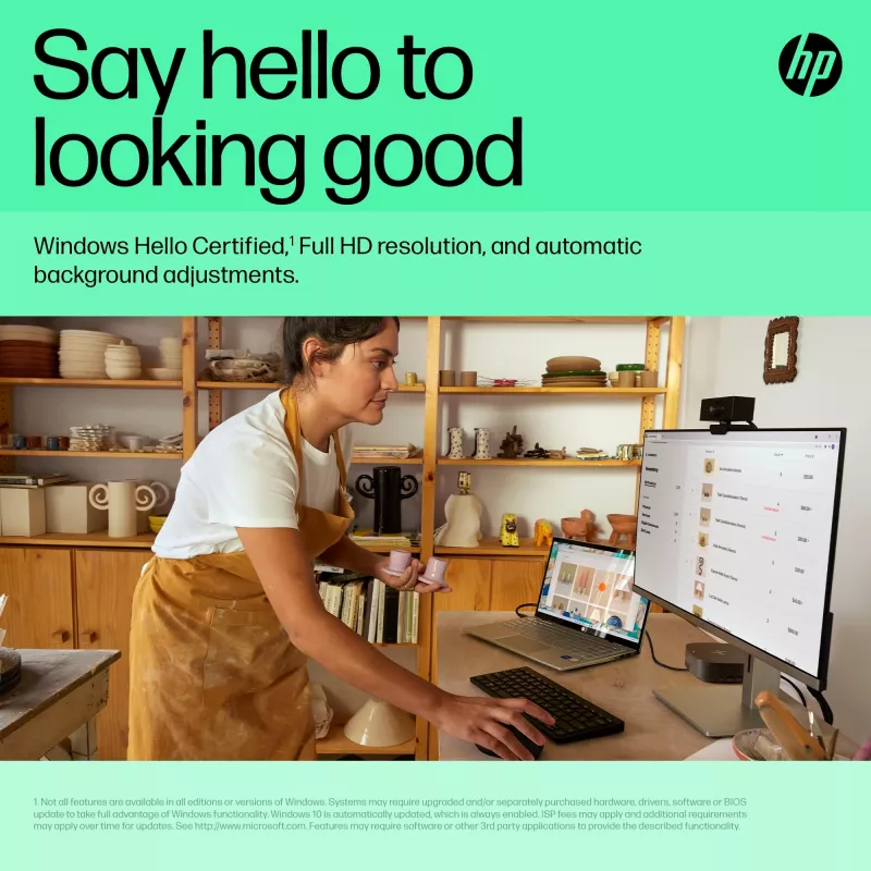 HP 620 FHD Webcam, 4 MP, 1920 x 1080 pikselių, Full HD, 60 kadrų per sekundę, 720p, 1080p, 5x