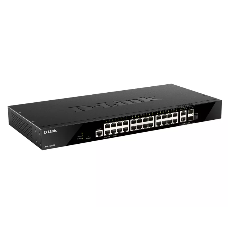D-Link DGS-1520-28/E tinklo jungiklis Valdomas L3 10G Ethernet (100/1000/10000) 1U Juoda