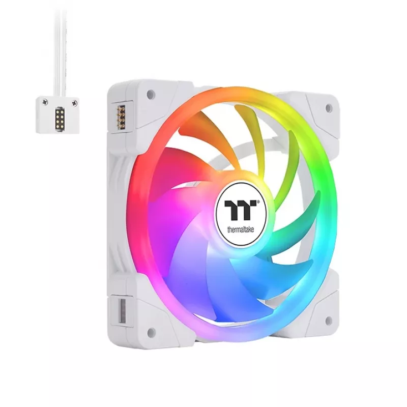 THERMALTAKE Kompiuterio aušinimo ventiliatorius – SWAFAN EX12 ARGB Sync TT Premium Edition – 12cm – Baltas – 3 vnt. pakuotė