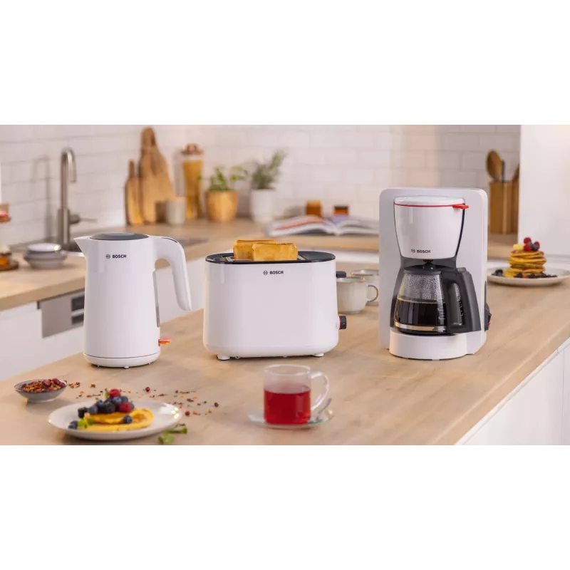Elektrinis virdulys Bosch TWK2M161, 1,7 L, 2400 W, baltas, plastikinis korpusas, 360° pagrindas