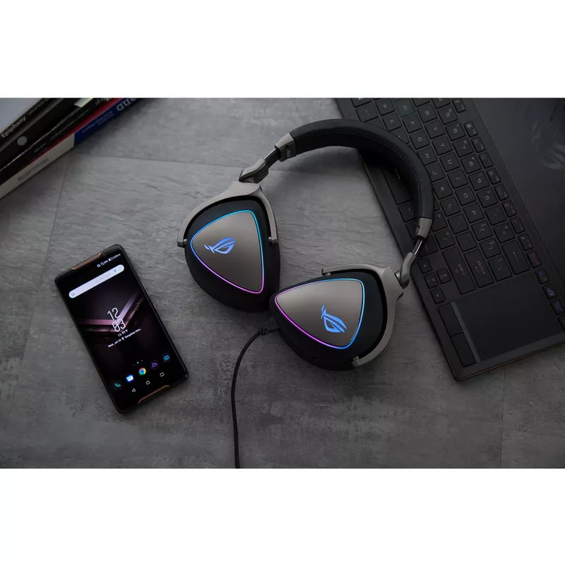Ausinės ASUS ROG Delta, laidinės, lankeliu, žaidimams, juodos