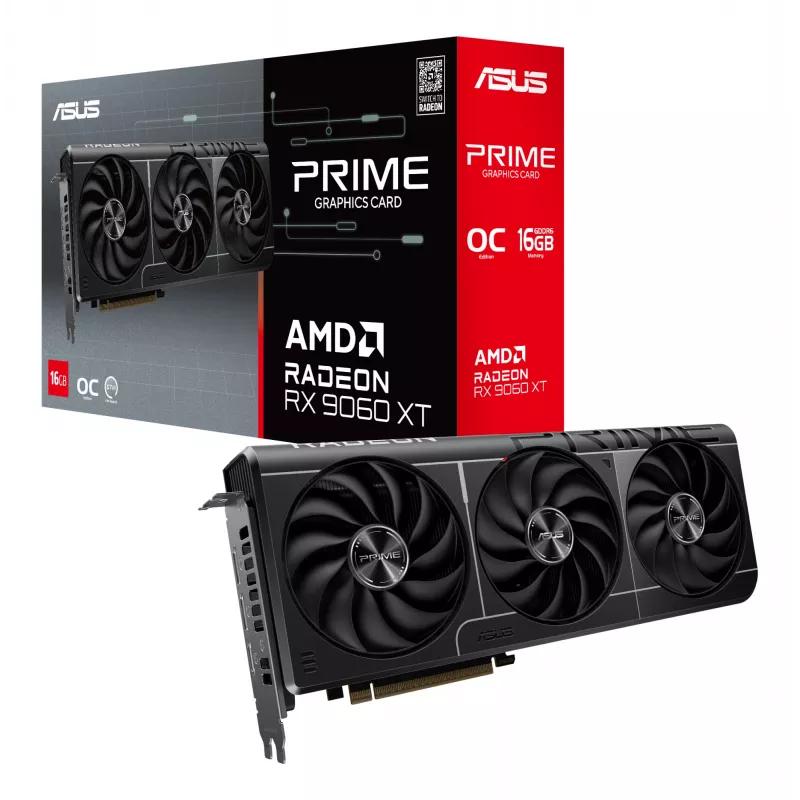 Vaizdo plokštė ASUS Prime Radeon RX 9060 XT 16 GB GDDR6, PCIe 5.0, 128 bitų, 3 ventiliatoriai, 2,5 lizdo