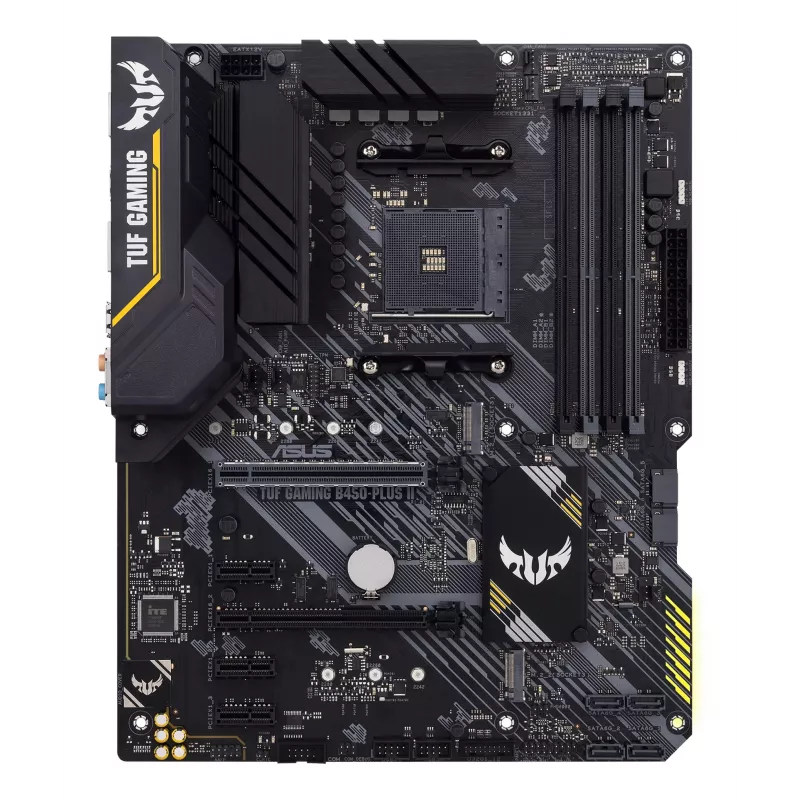 Motininė plokštė ASUS TUF GAMING B450-PLUS II ATX, AMD B450, Socket AM4, 4×DIMM DDR4, 128GB, 1×M.2, 6×SATA, HDMI 2.0b, DP1.2, Gigabit LAN