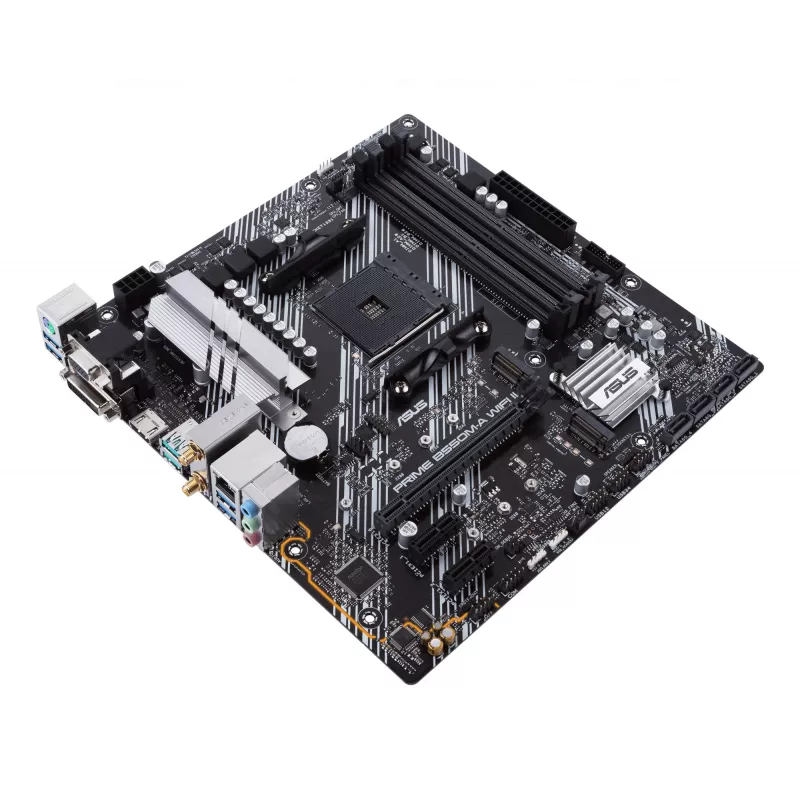 Motininė plokštė ASUS PRIME B550M-A WIFI II micro ATX — AMD B550, Socket AM4, DDR4, 4 DIMM, Wi‑Fi 6, Bluetooth 5.2, 2x M.2, HDMI 2.1