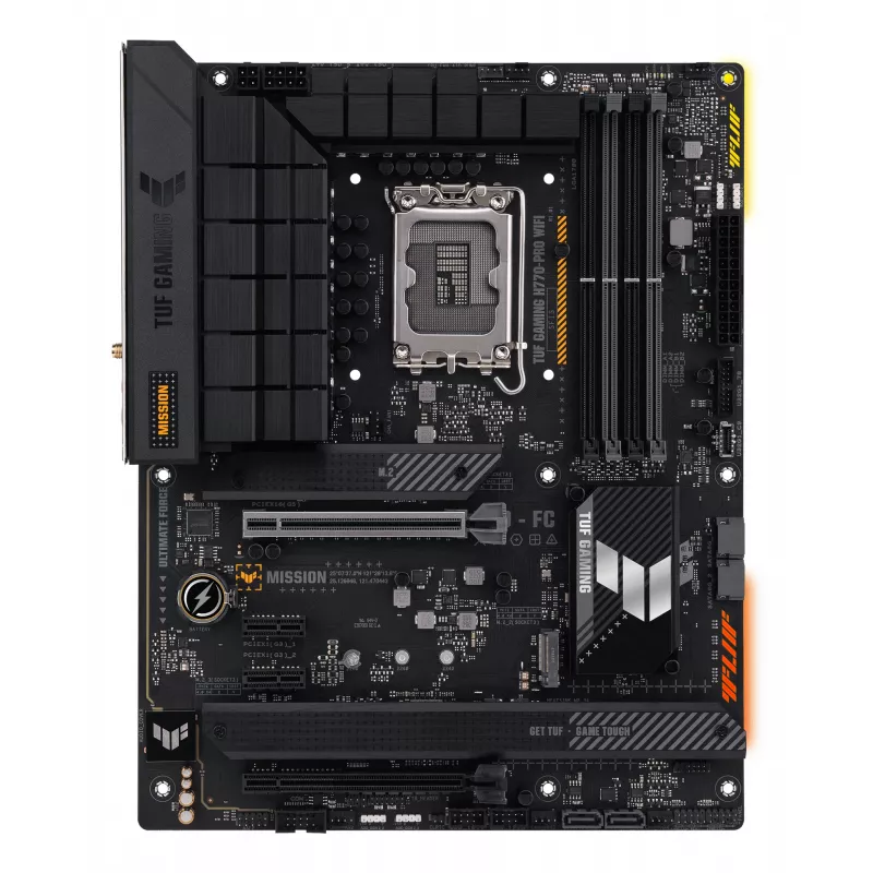 Motininė plokštė ASUS TUF GAMING H770-PRO WIFI — Intel H770, LGA 1700, ATX, DDR5, 4x DIMM, 128GB, Wi‑Fi 6, 2.5Gb LAN, 4x M.2
