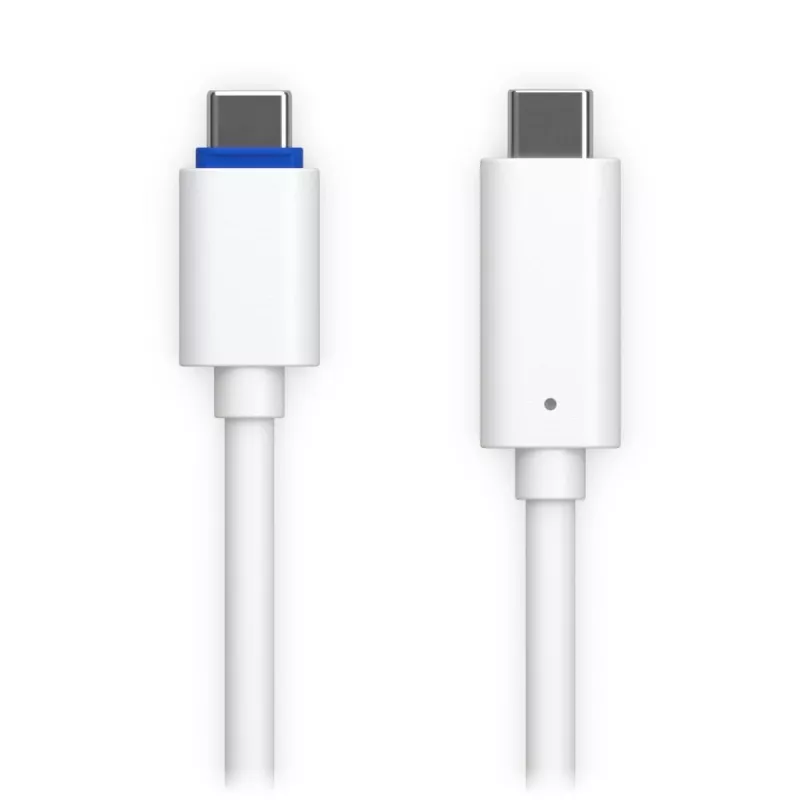 PoE adapteris UBIQUITI UACC-ADAPTER-POE-USBC — 48 V įvestis, 5 V 0,25 A išvestis, kompaktiškas 30,4×30,4×95 mm, baltas