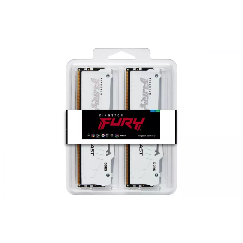 Kingston Technology FURY Beast 32GB 6000MT/s DDR5 CL36 DIMM (2 vnt. rinkinys) White RGB EXPO