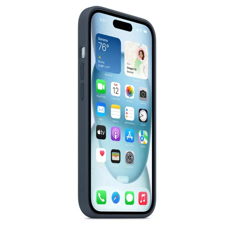 Dėklas Apple iPhone 15 Silikoninis dėklas su MagSafe Storm Blue