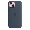 Dėklas Apple iPhone 15 Silikoninis dėklas su MagSafe Storm Blue