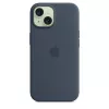 Dėklas Apple iPhone 15 Silikoninis dėklas su MagSafe Storm Blue