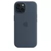 Dėklas Apple iPhone 15 Silikoninis dėklas su MagSafe Storm Blue