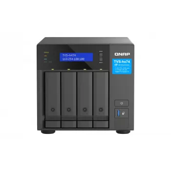 QNAP TVS-H474 NAS bokštinis Intel® Pentium® G7400 8 GB DDR4 0 TB QuTS hero juodos spalvos