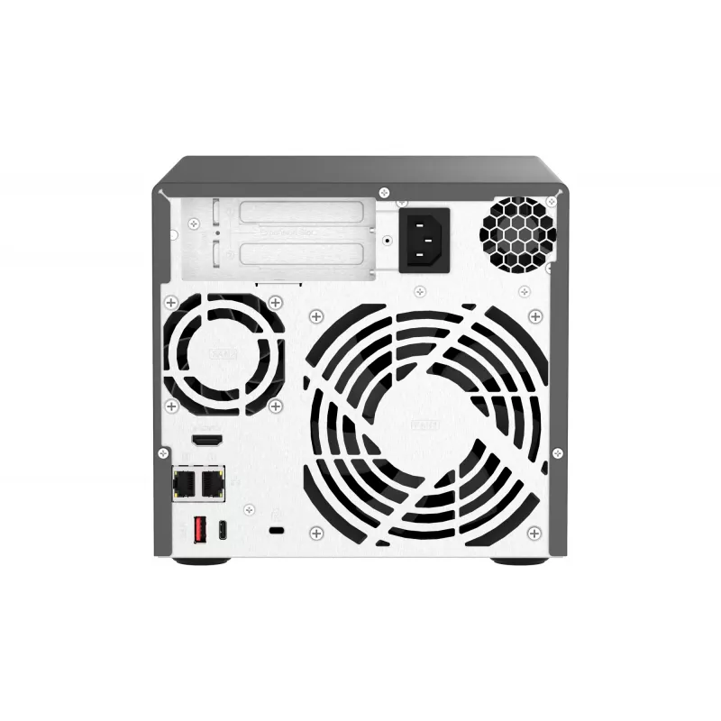 QNAP TVS-H474 NAS bokštinis Intel® Pentium® G7400 8 GB DDR4 0 TB QuTS hero juodos spalvos