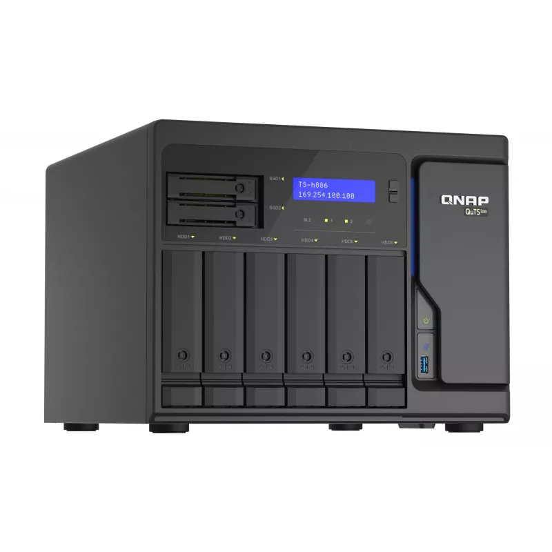 QNAP TS-h886 NAS Tower Intel® Xeon® D D-1602 8 GB DDR4 0 TB QuTS hero Juoda