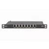 DIGITUS Patch Panel CAT6A ekranuotas, 8 prievadų 1/2U, 10 colių montavimas į stovą, juodas RAL 9005