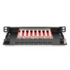 DIGITUS Patch Panel CAT6A ekranuotas, 8 prievadų 1/2U, 10 colių montavimas į stovą, juodas RAL 9005