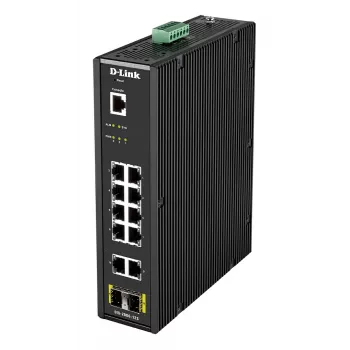 D-Link 12 prievadų L2 pramoninis išmanusis valdomas jungiklis su 10 x 1GBaseT(X) ir 2 x SFP