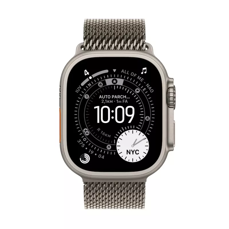 APPLE Watch Ultra 3 (2025) 5G 49mm natūralaus titano korpusas su natūralaus titano „Milanese“ kilpa S