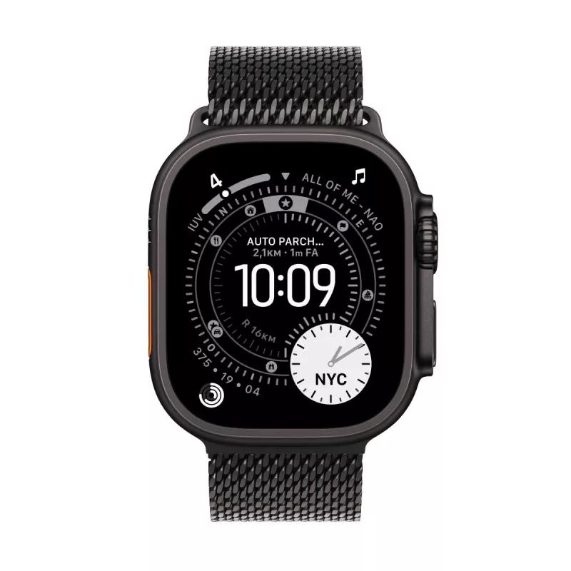 APPLE Watch Ultra 3 GPS + Cellular 49mm juodas titano korpusas su juodu titano Milanese kilpa Sma