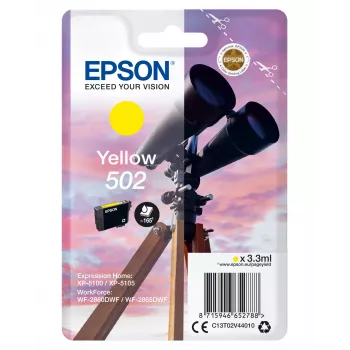 Epson Singlepack Yellow 502 Ink, standartinė išeiga, geltona, pigmentinis rašalas, 3,3 ml, 1 vnt., 165 puslapių