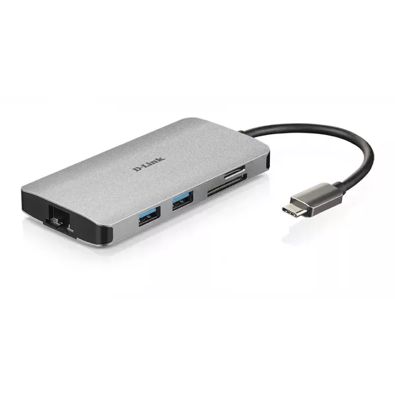 D-Link 8-in-1 USB-C centrinis įrenginys su HDMI / Ethernet / kortelių skaitytuvu / Power Delivery