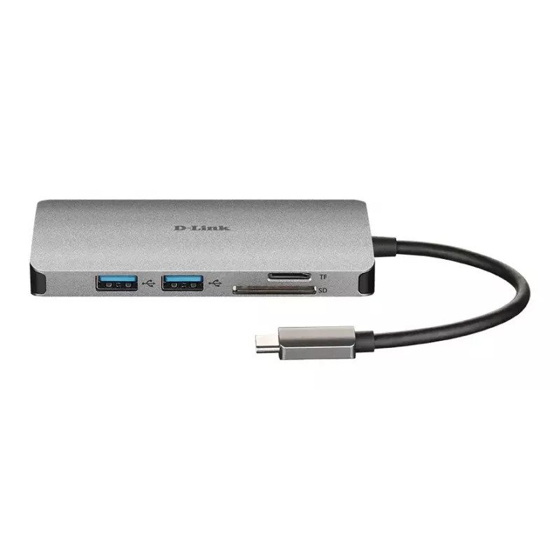 D-Link 8-in-1 USB-C centrinis įrenginys su HDMI / Ethernet / kortelių skaitytuvu / Power Delivery